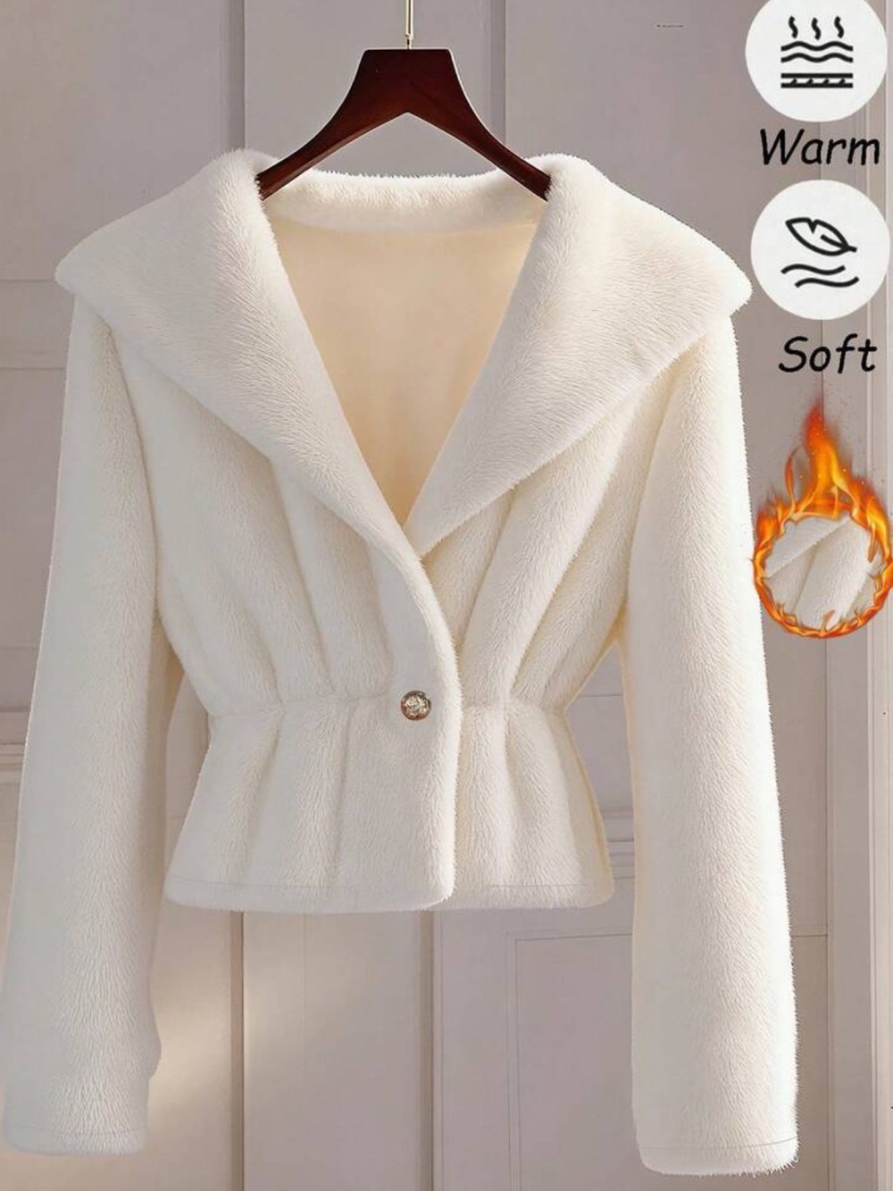 Stylish And Chic Beige Thermal Lined Coat For Women, Perfect For Autumn